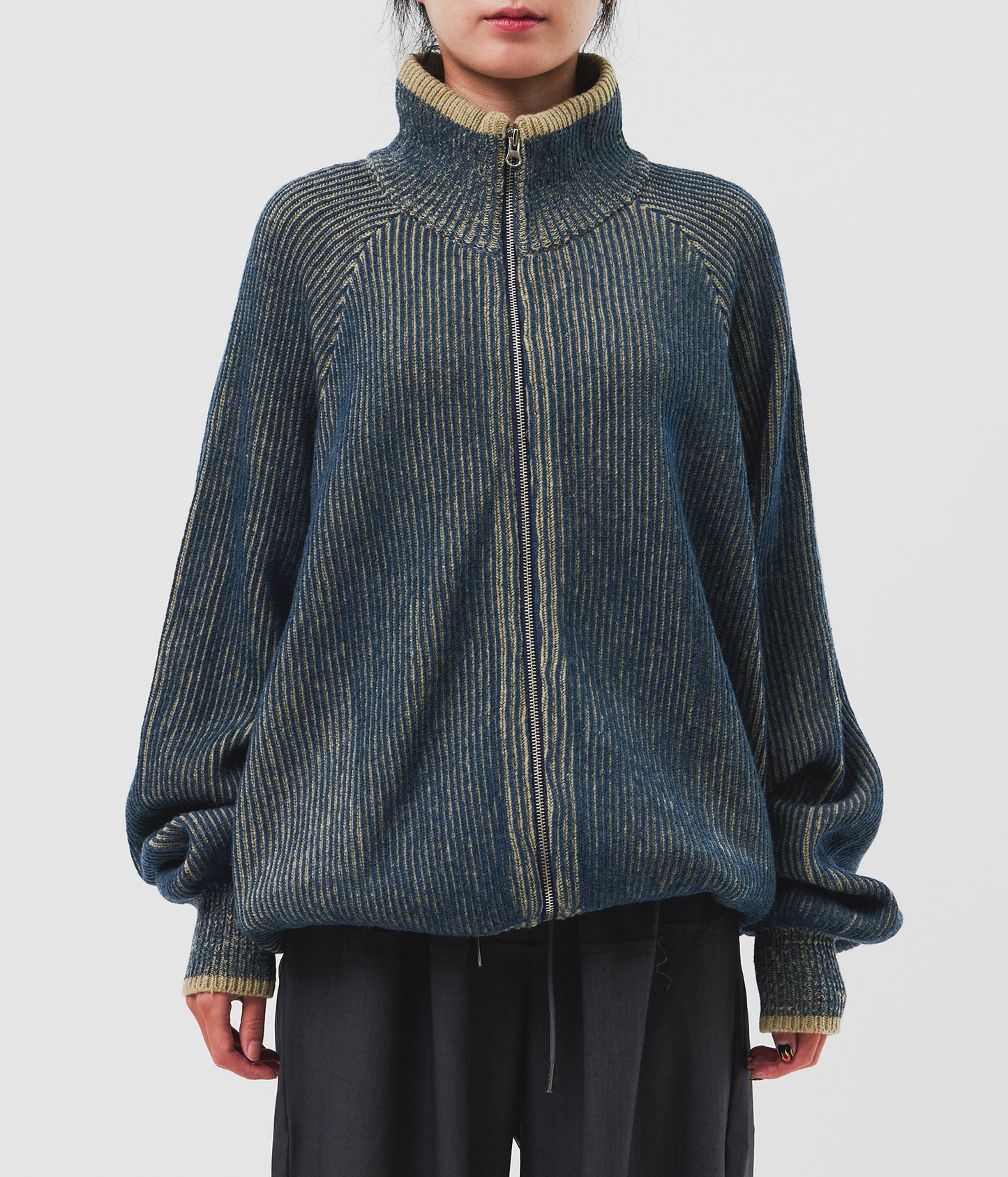 Smurf Knitted Zip-Up
