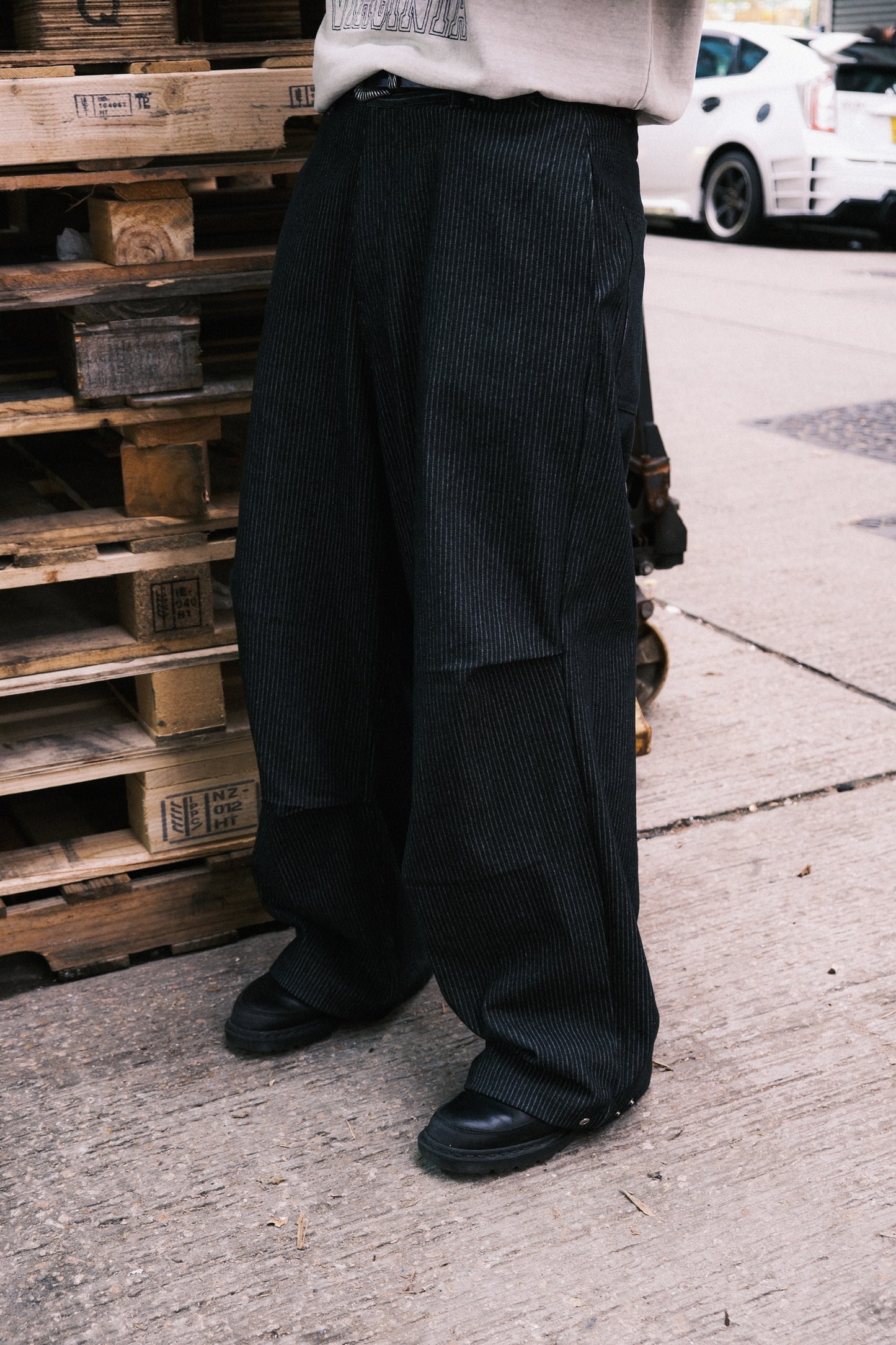 Pin-tuck Striped Slack