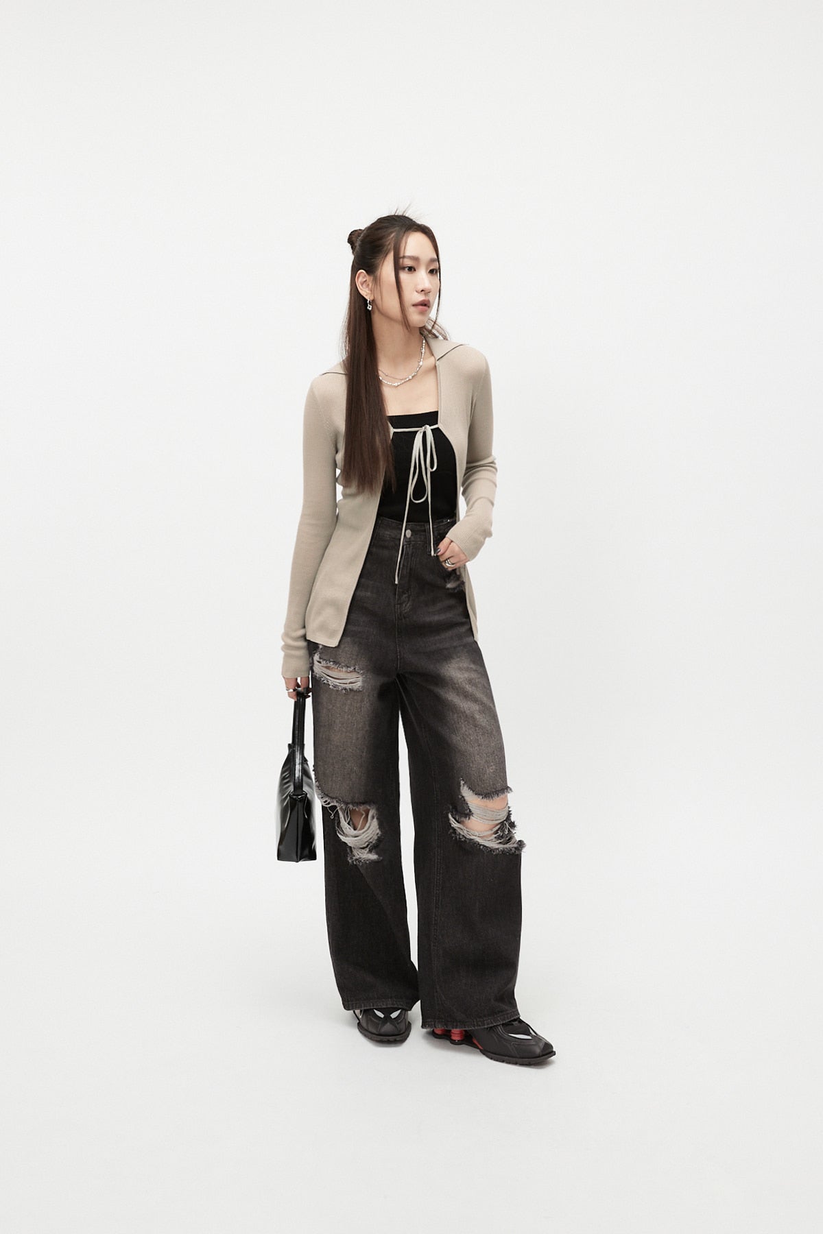 Wide Leg Distressed Jeans