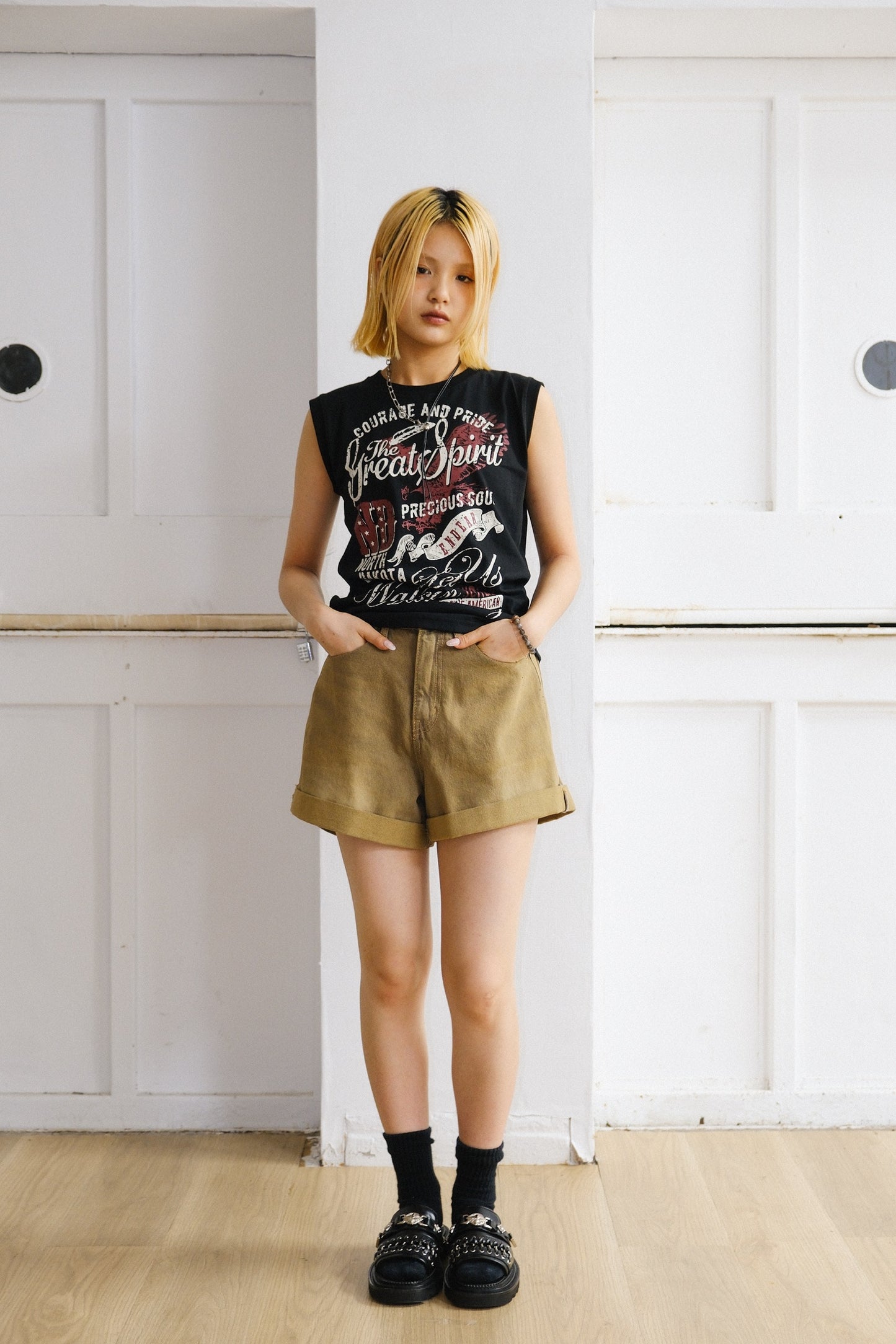 Retro Roll Up Denim Shorts