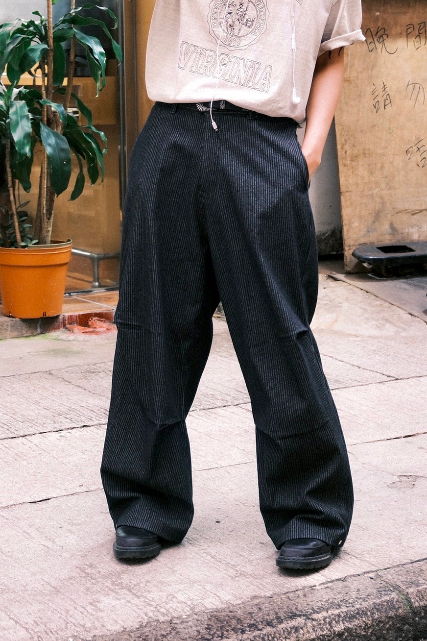 Pin-tuck Striped Slack
