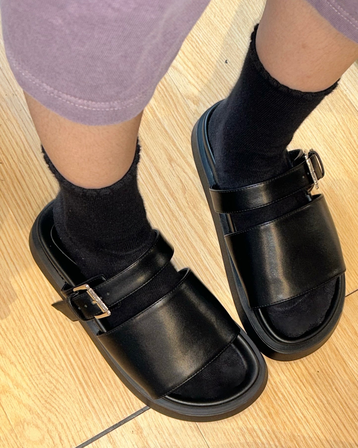 Buckle Platform Slippers