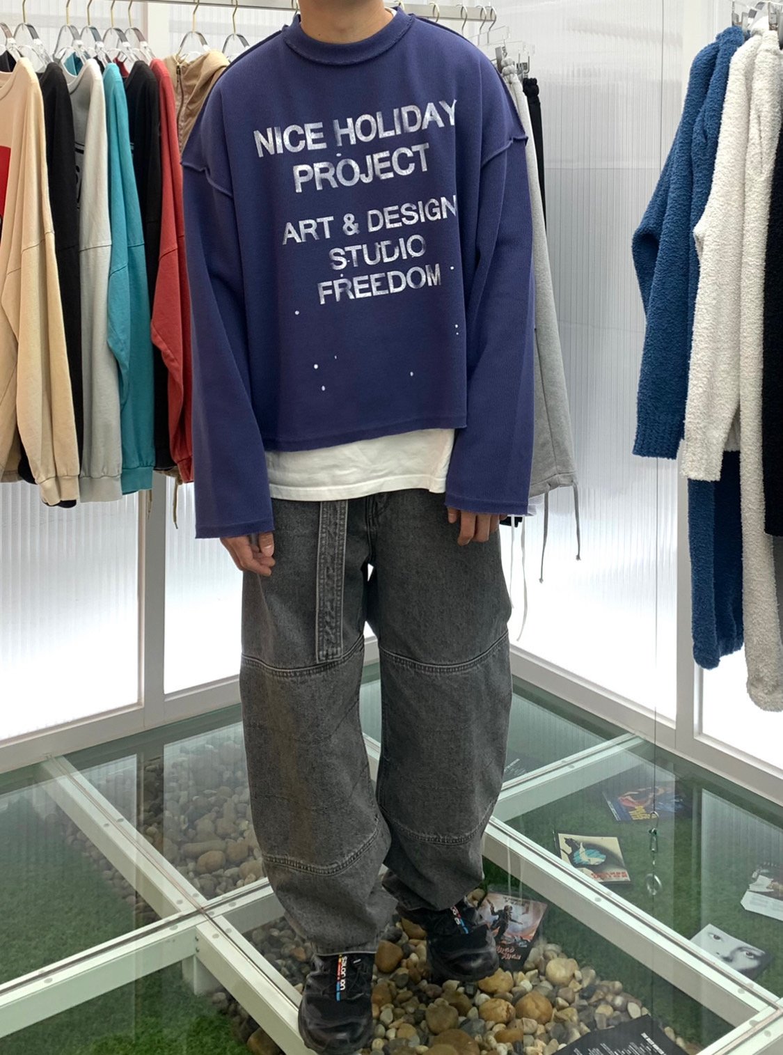 Ink Drop Crop LS Tee