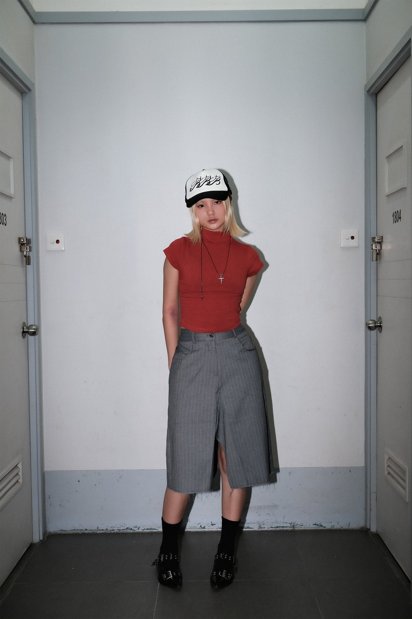 Shoa Stripe Midi skirt
