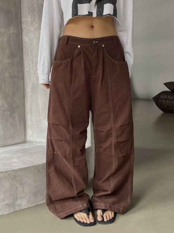 Stitched Pintuck Pants