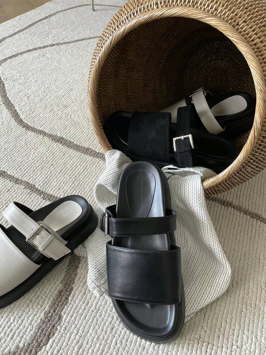Buckle Platform Slippers