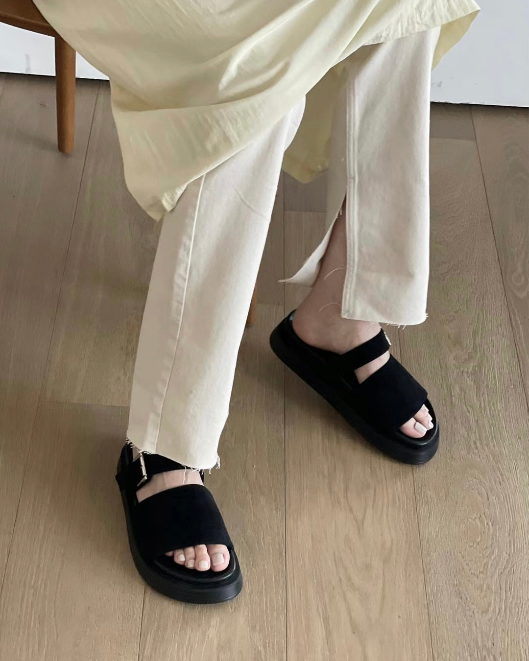 Buckle Platform Slippers