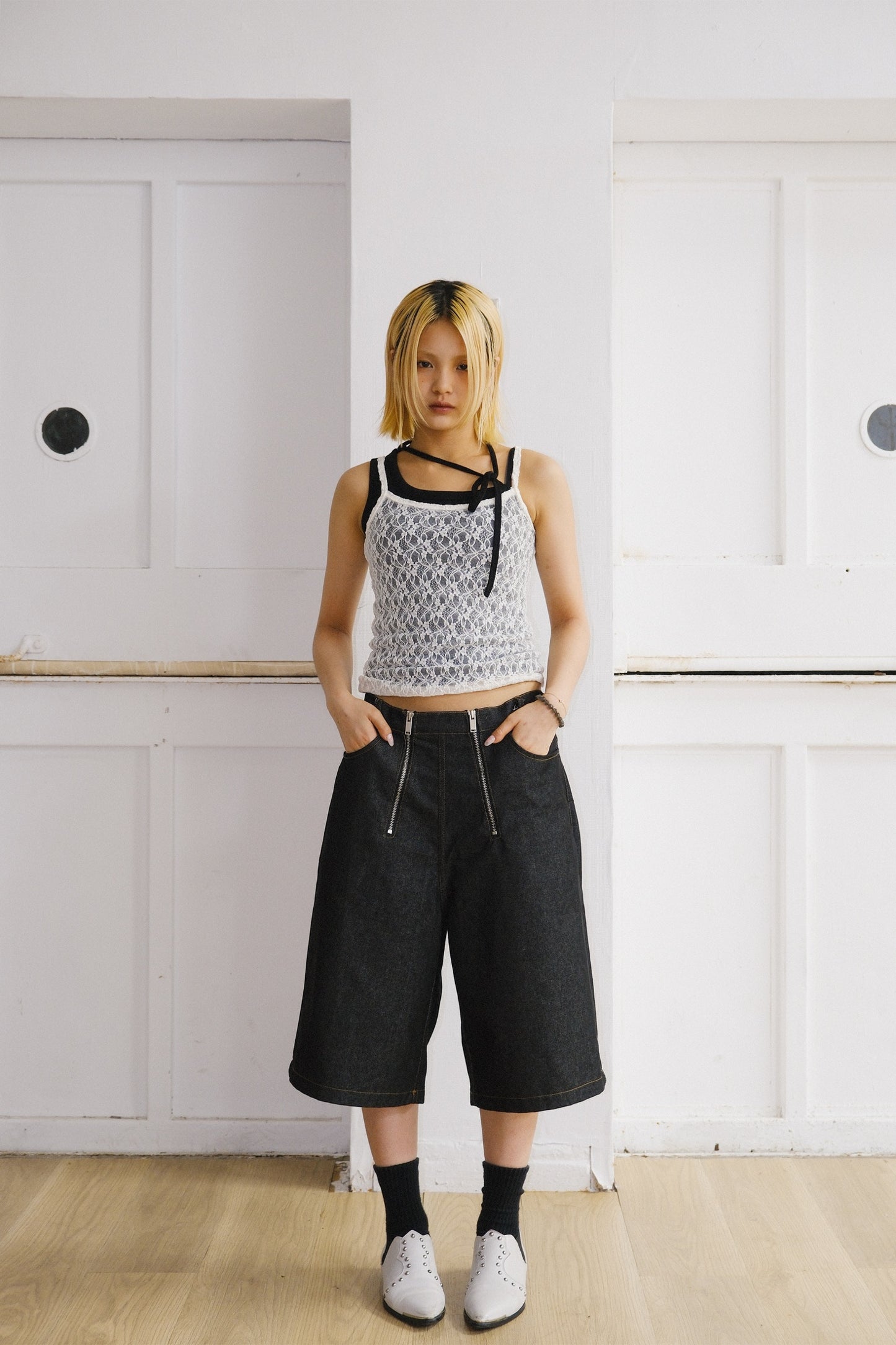 Zipper Indigo Jorts