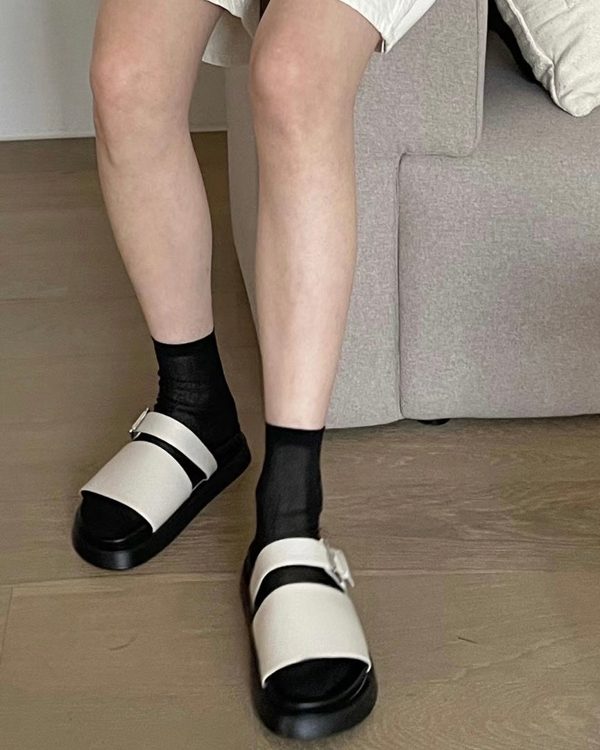 Buckle Platform Slippers