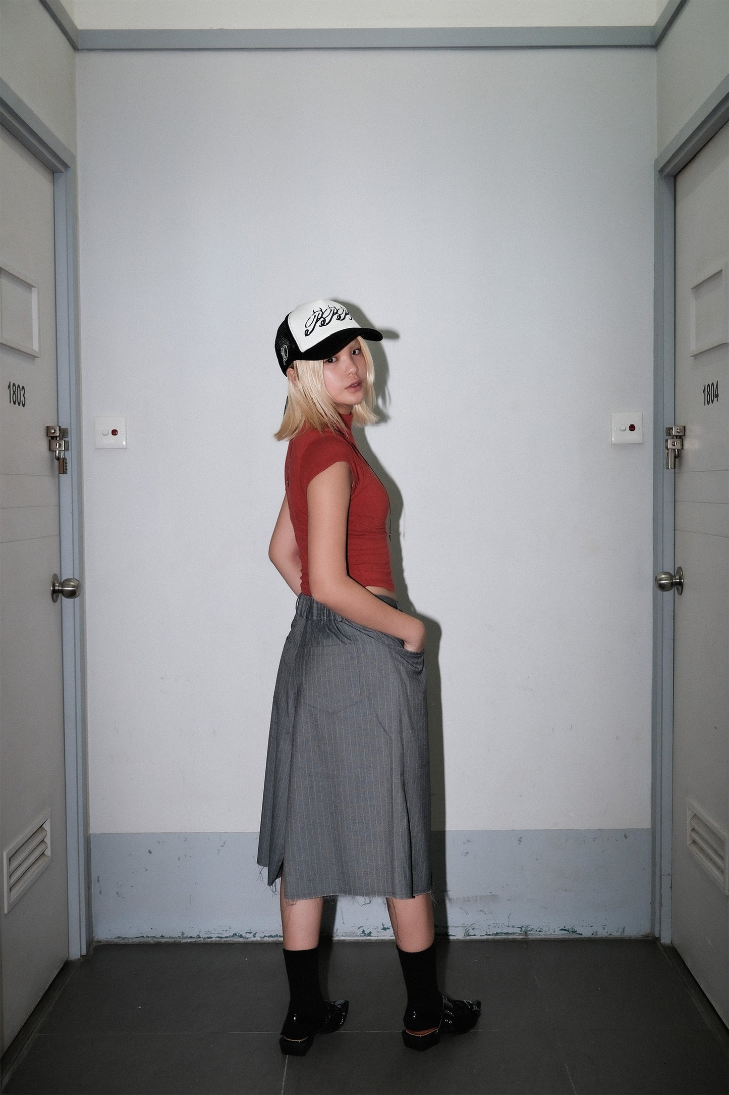 Shoa Stripe Midi skirt