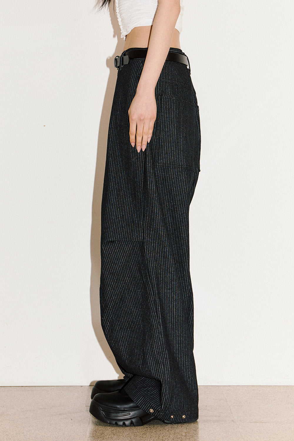 Pin-tuck Striped Slack