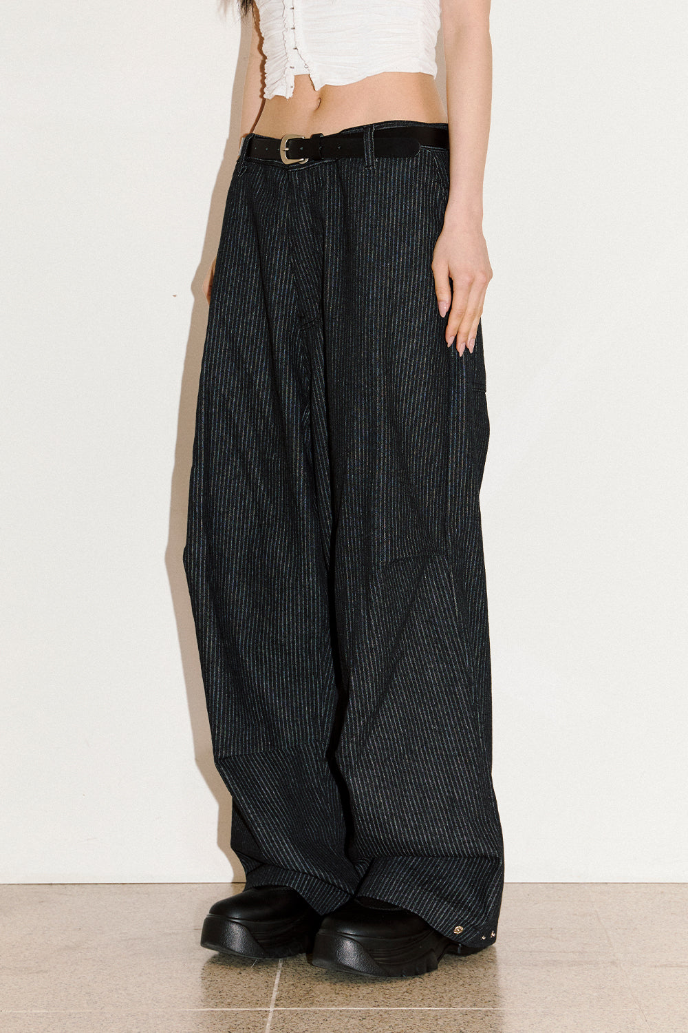 Pin-tuck Striped Slack