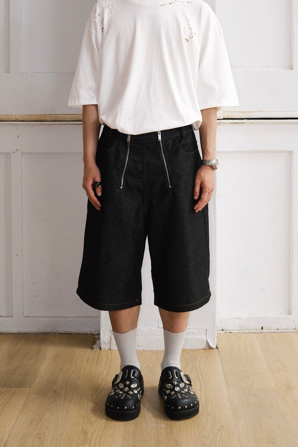 Zipper Indigo Jorts