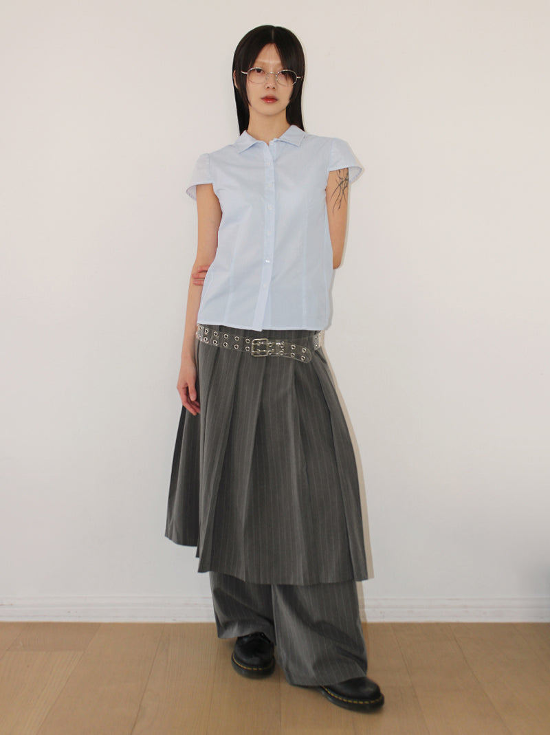 Stripe Pleats Skirt Pants (3colors)