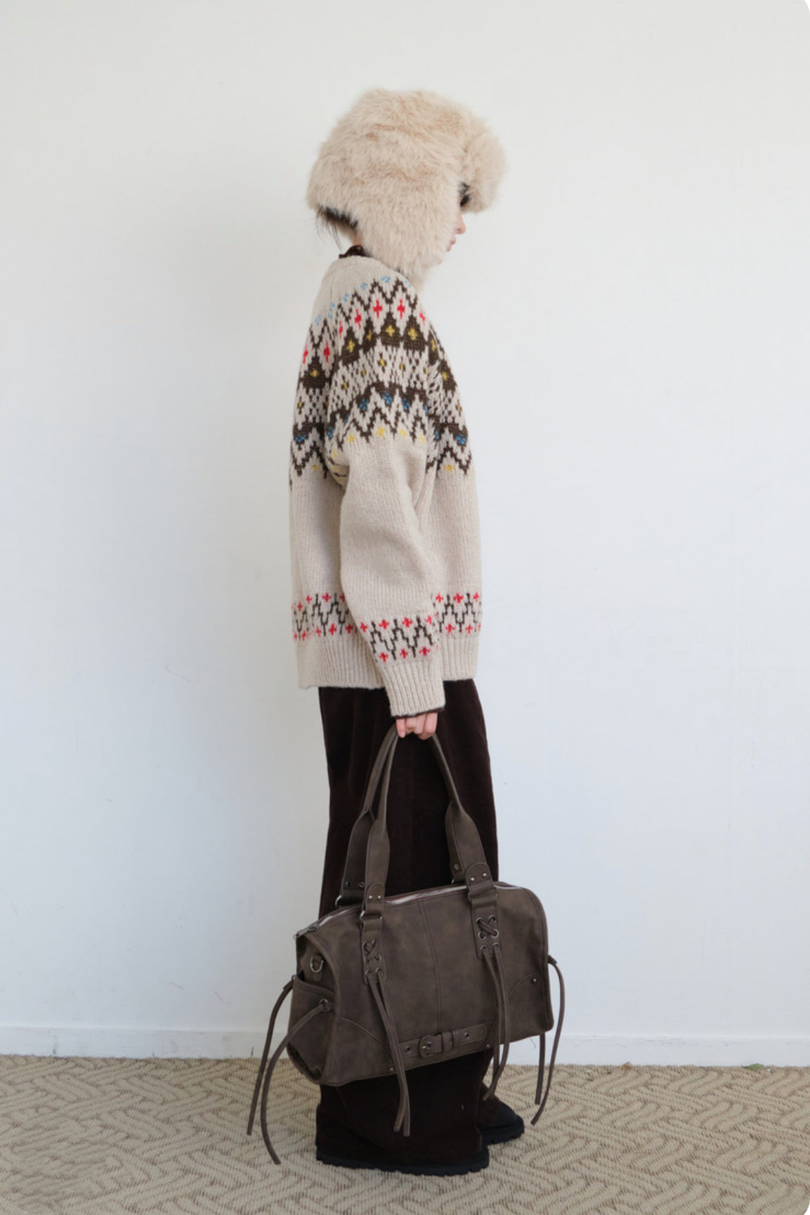 Tied Suede 2way Bag (brown)