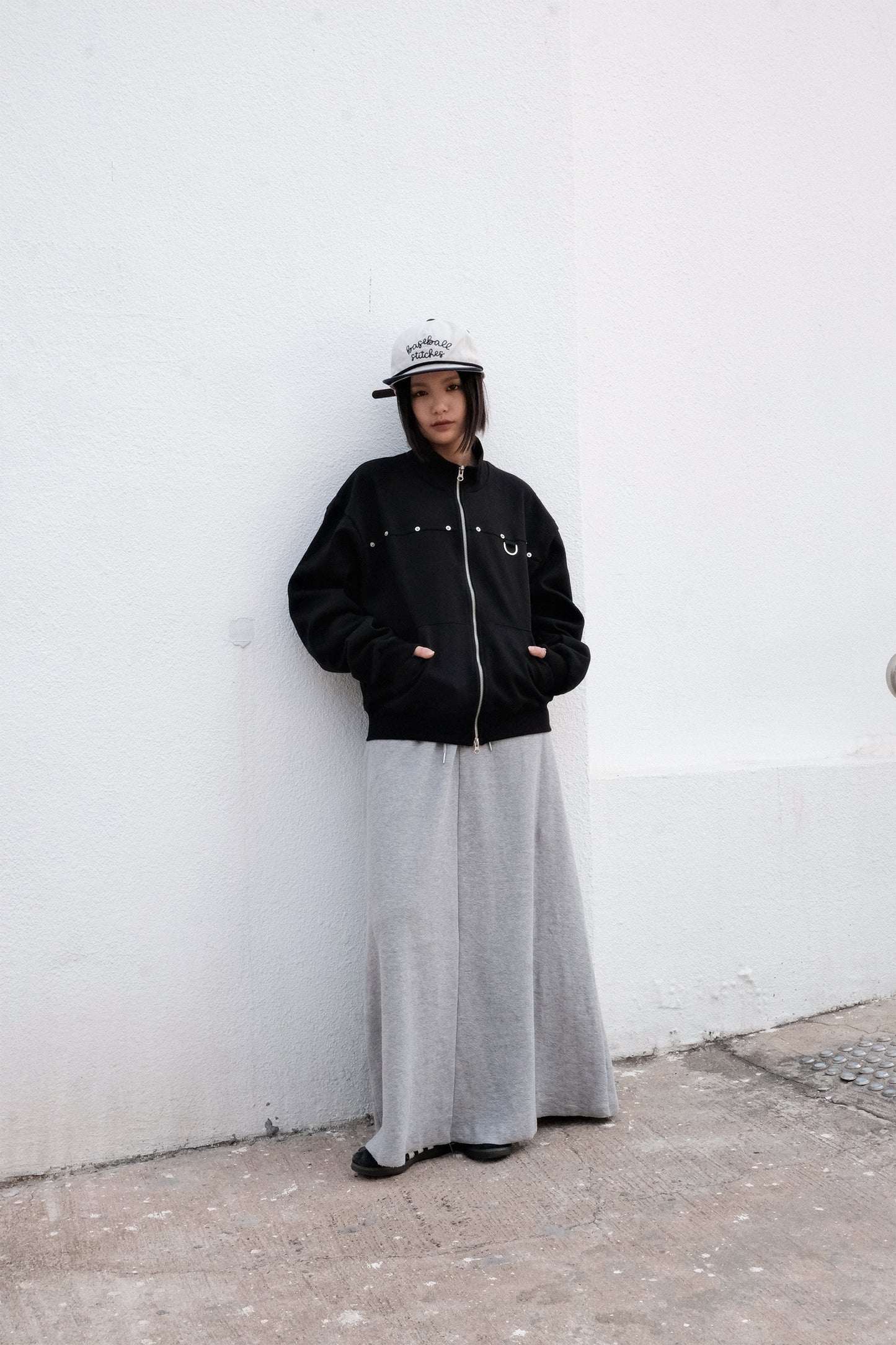 Joshua Eyelet Zip Up (grey)