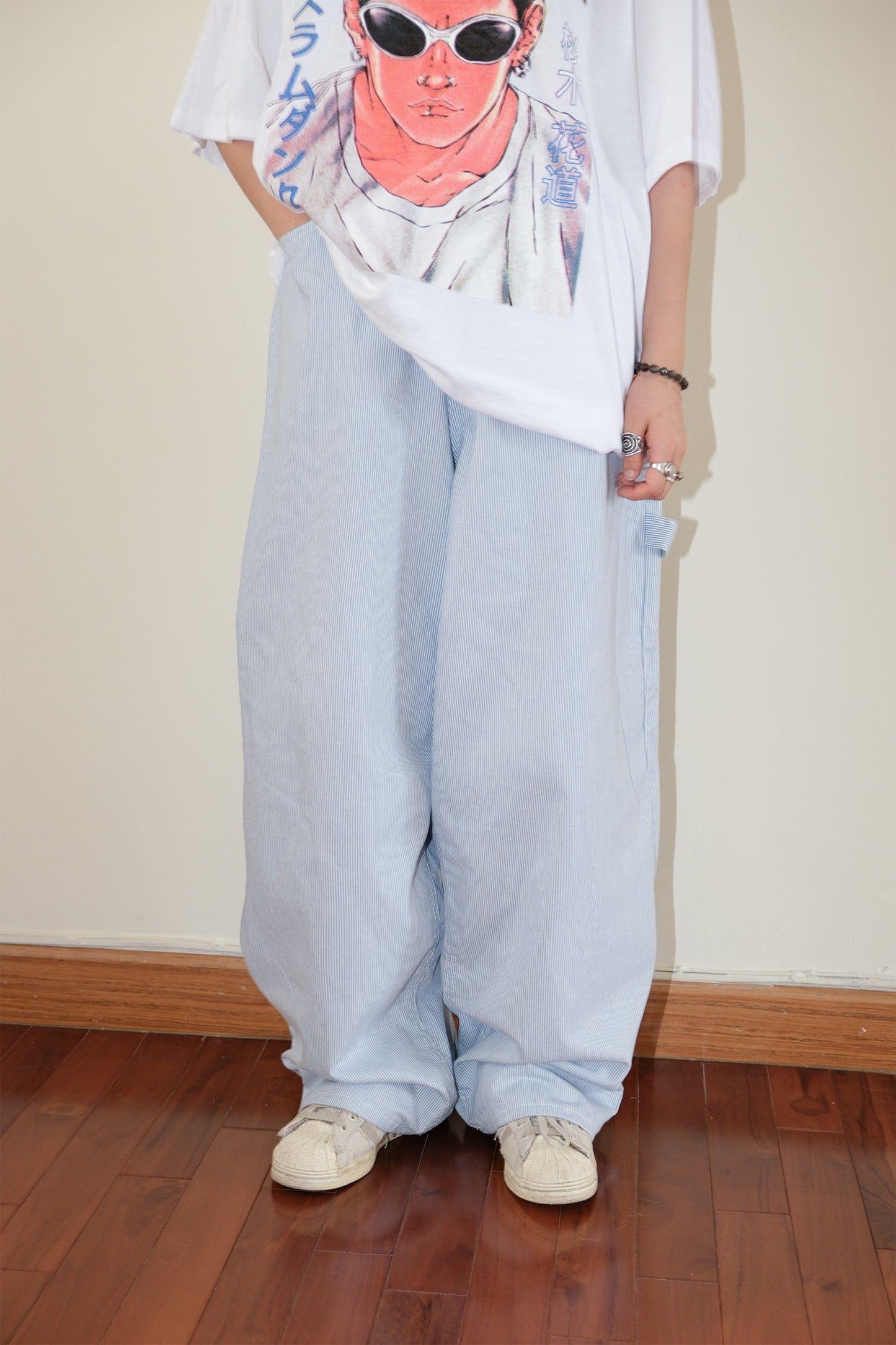 Peace Stripe Wide Pants