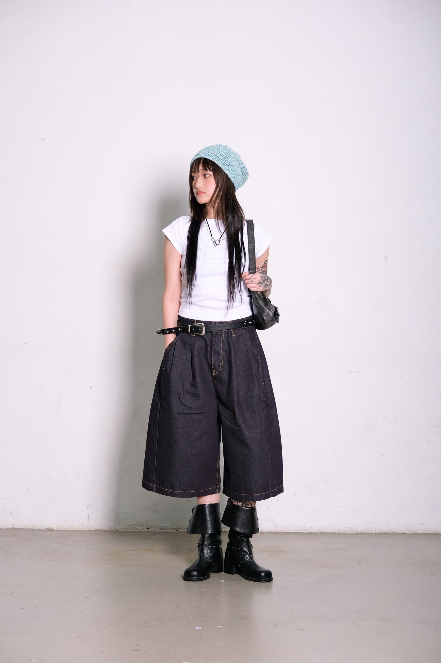 Stitch Raw Denim Shorts