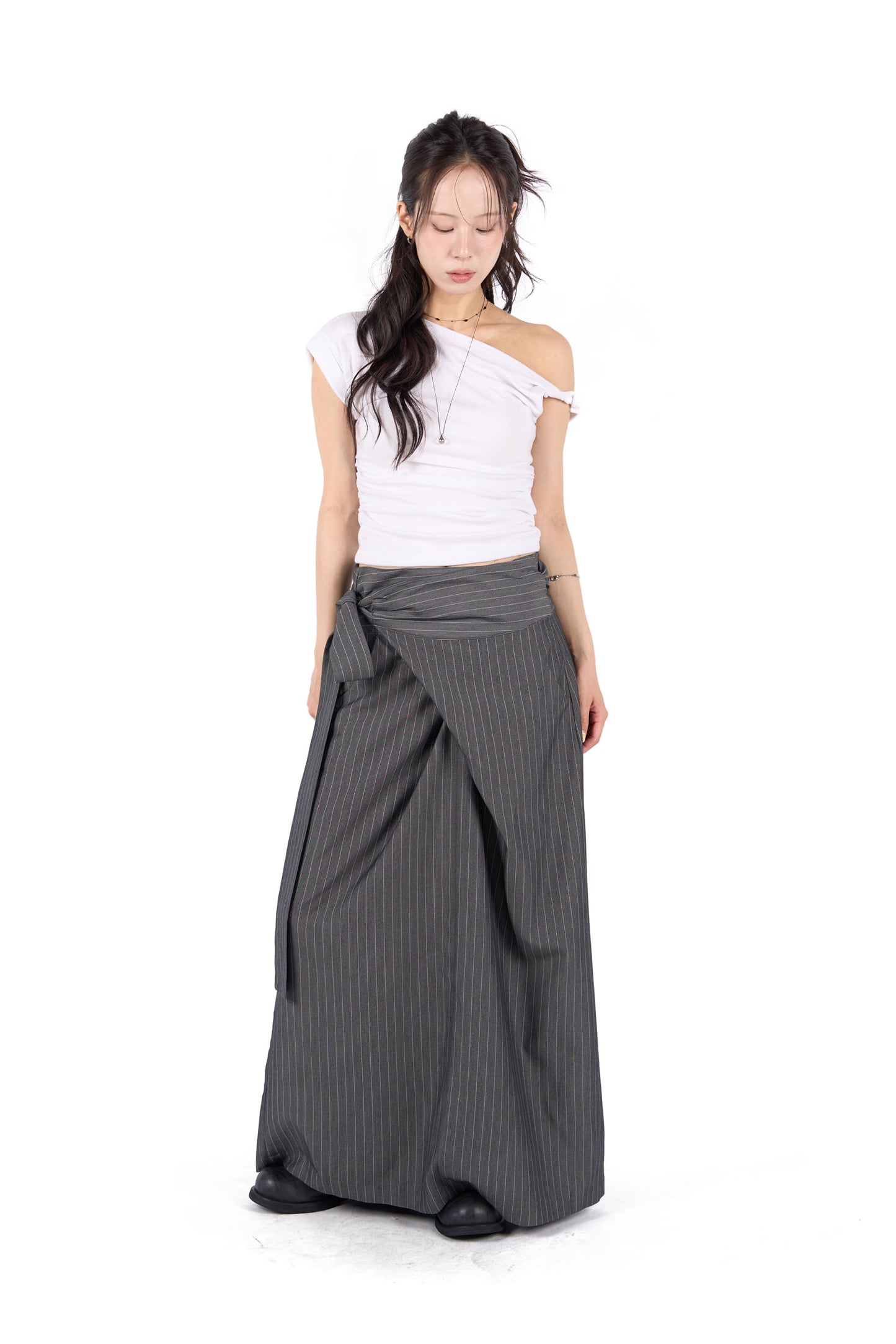 Stripe Maxi Wrap Skirt
