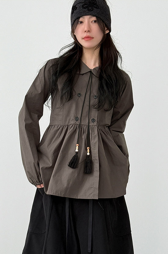 Tassel Round Collar Blouse