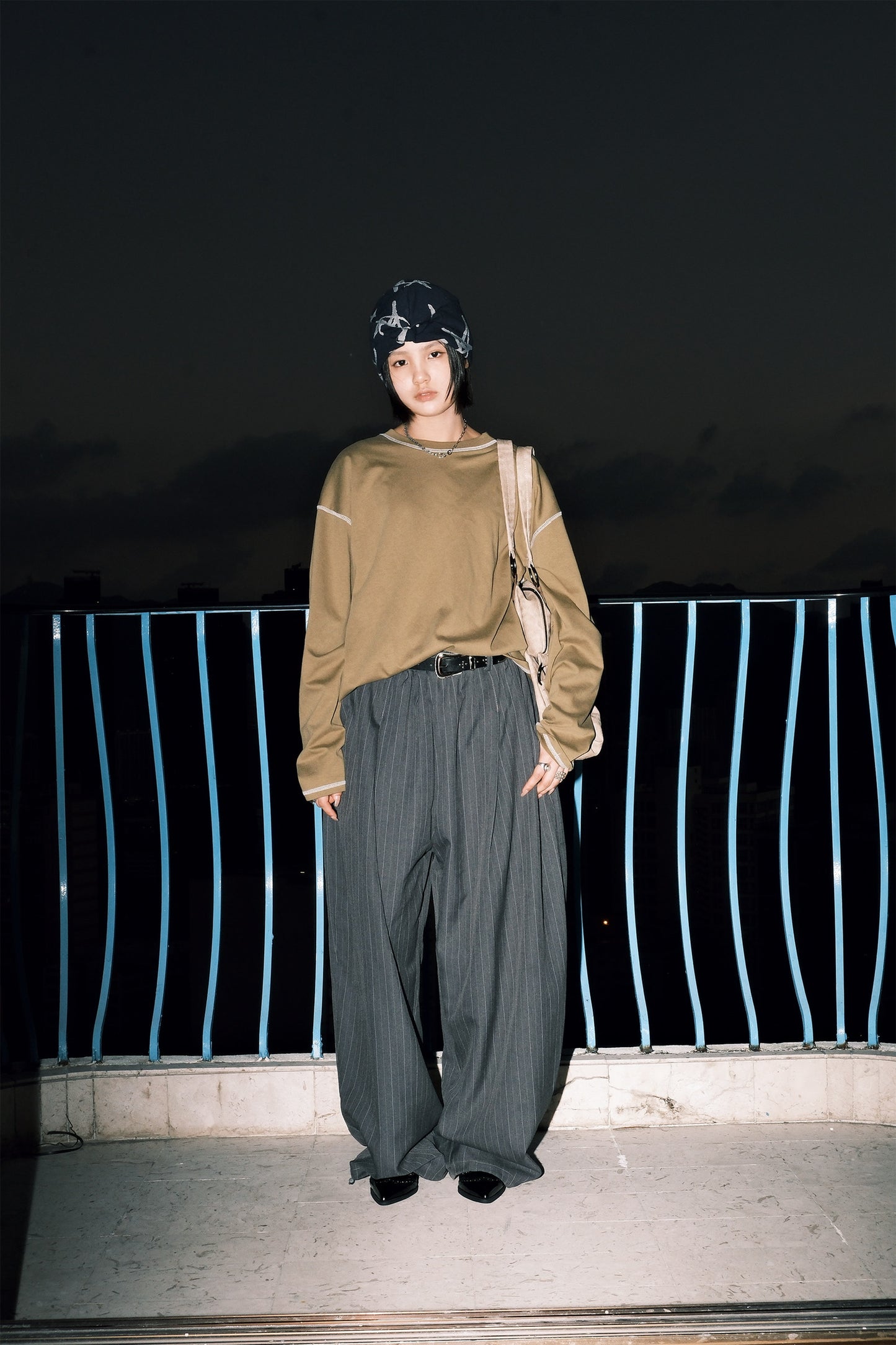 Drape Stripe Banding Slack (Charcoal)