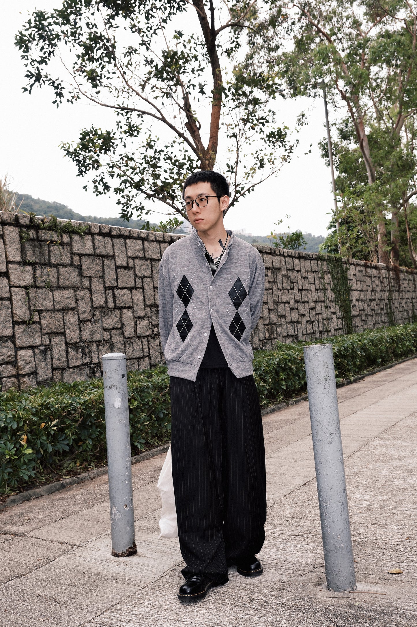 Patched Dia Cardigan (Black)