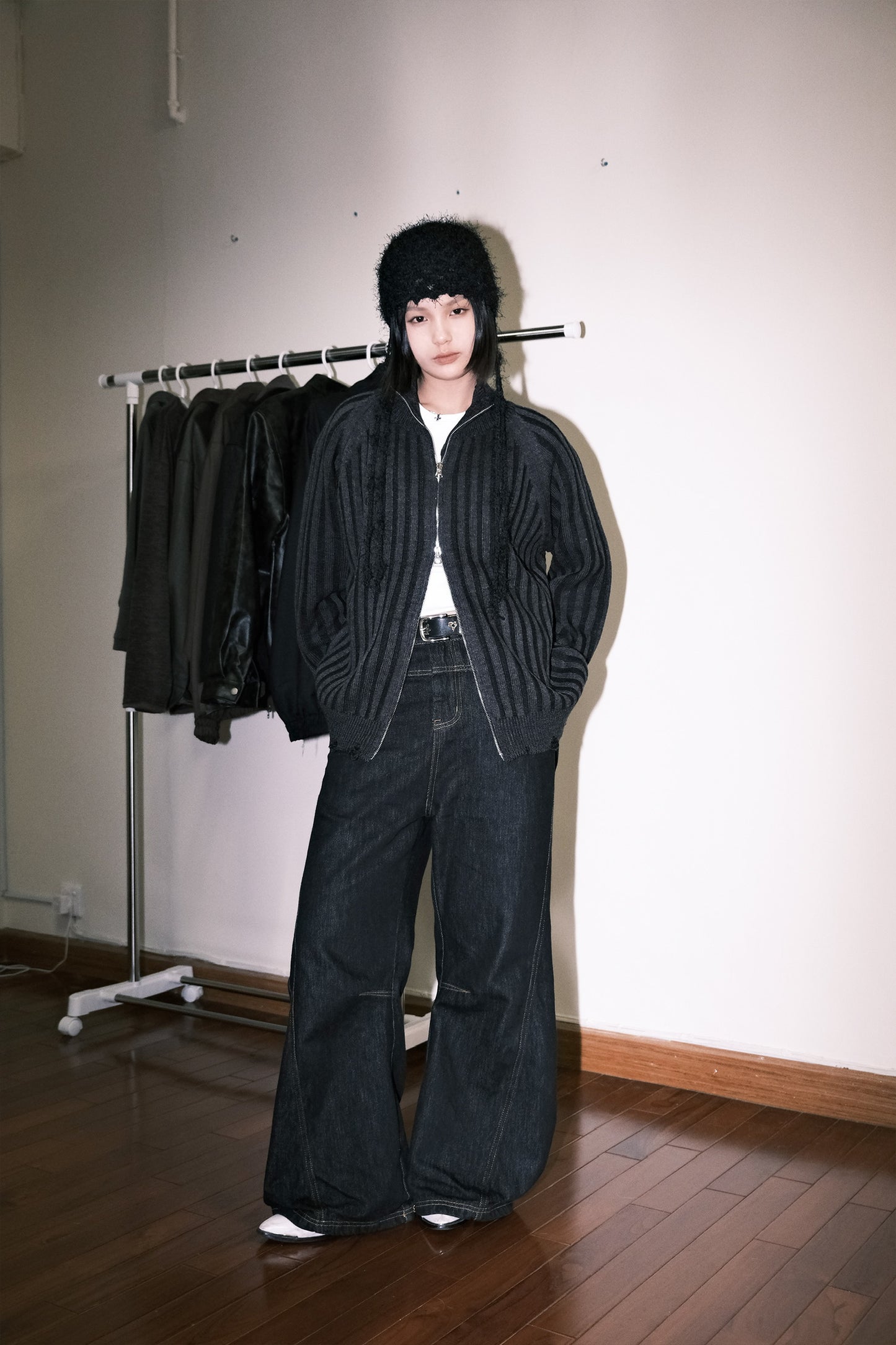 Destroyed Knit Zip Up