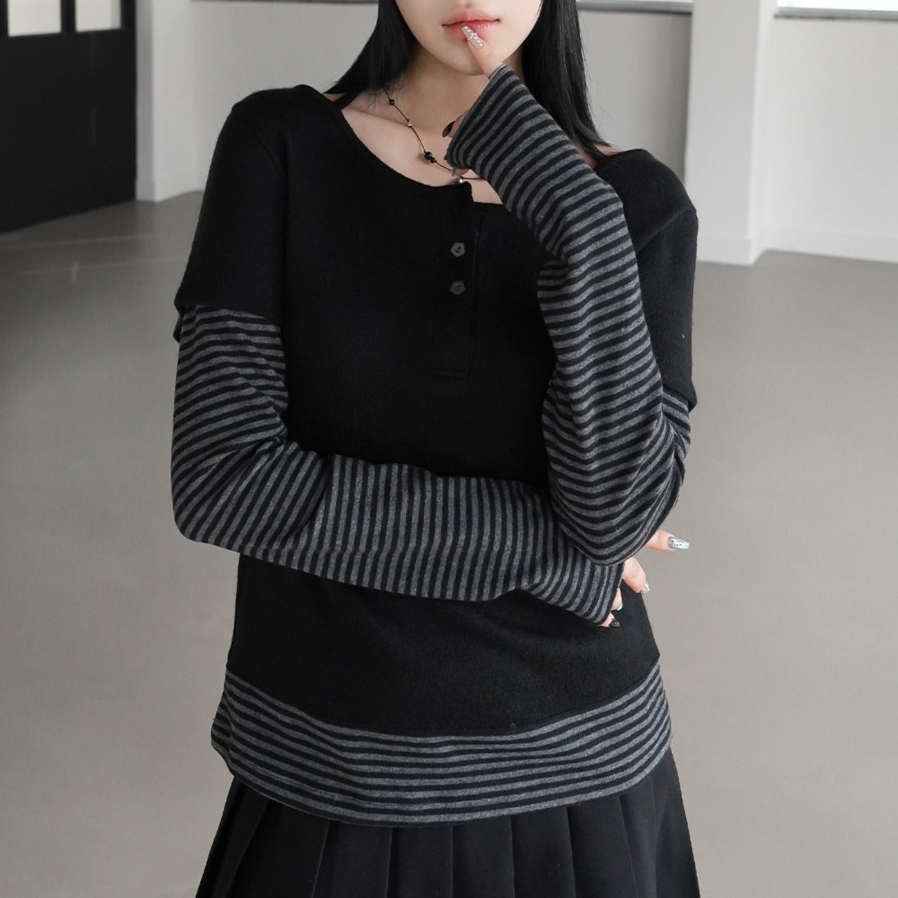 Shaven Striped Layered LS