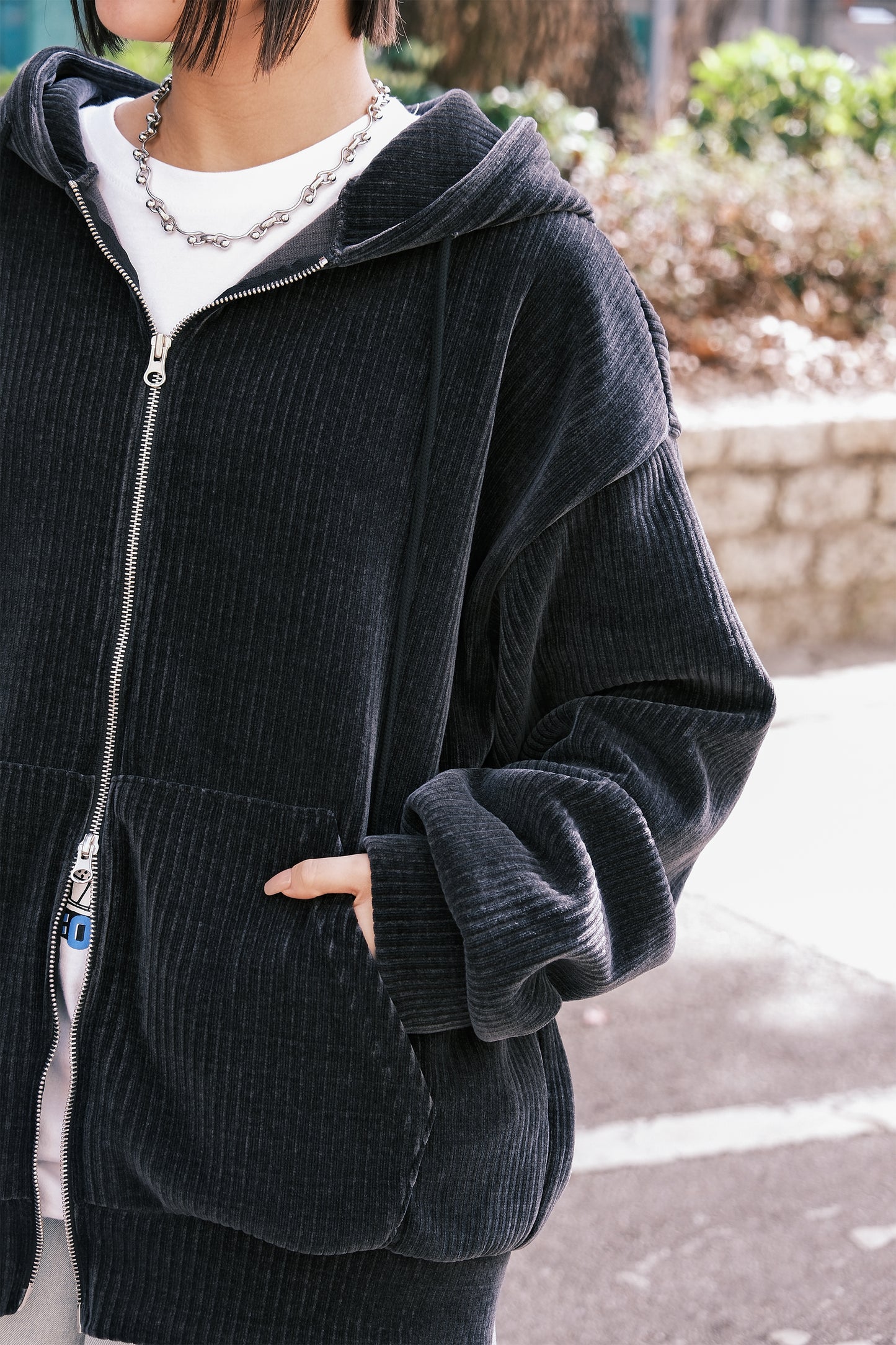 Velour Hooded Zip Up