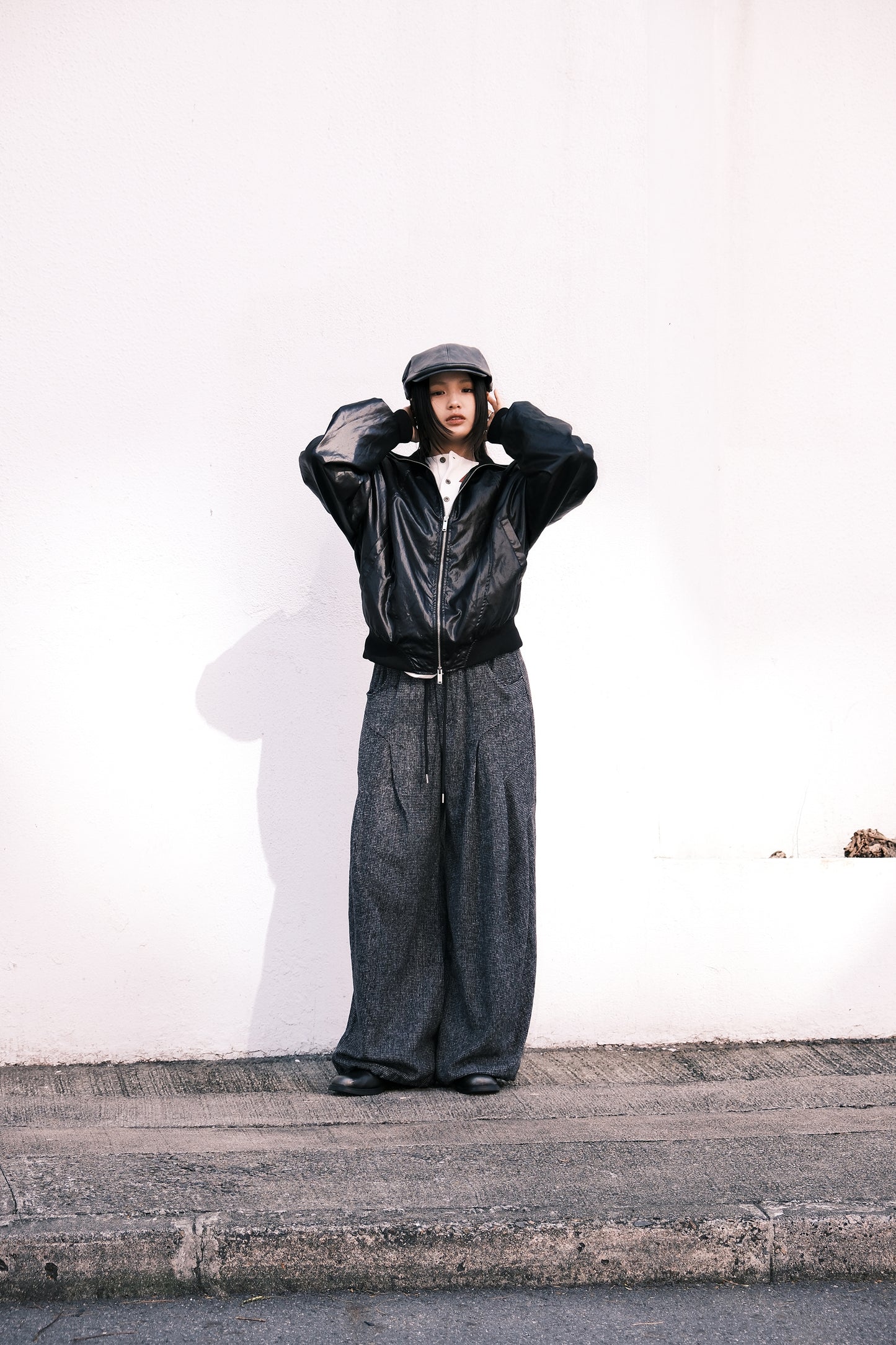 Ribbed Collar Glossy Jacket (3colors)