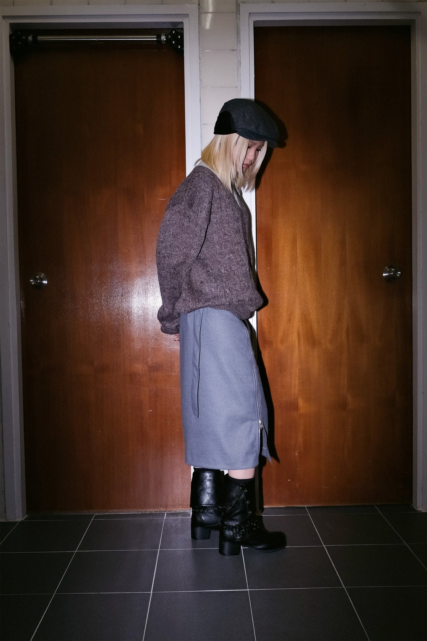 2way Belted Zipper Skirt