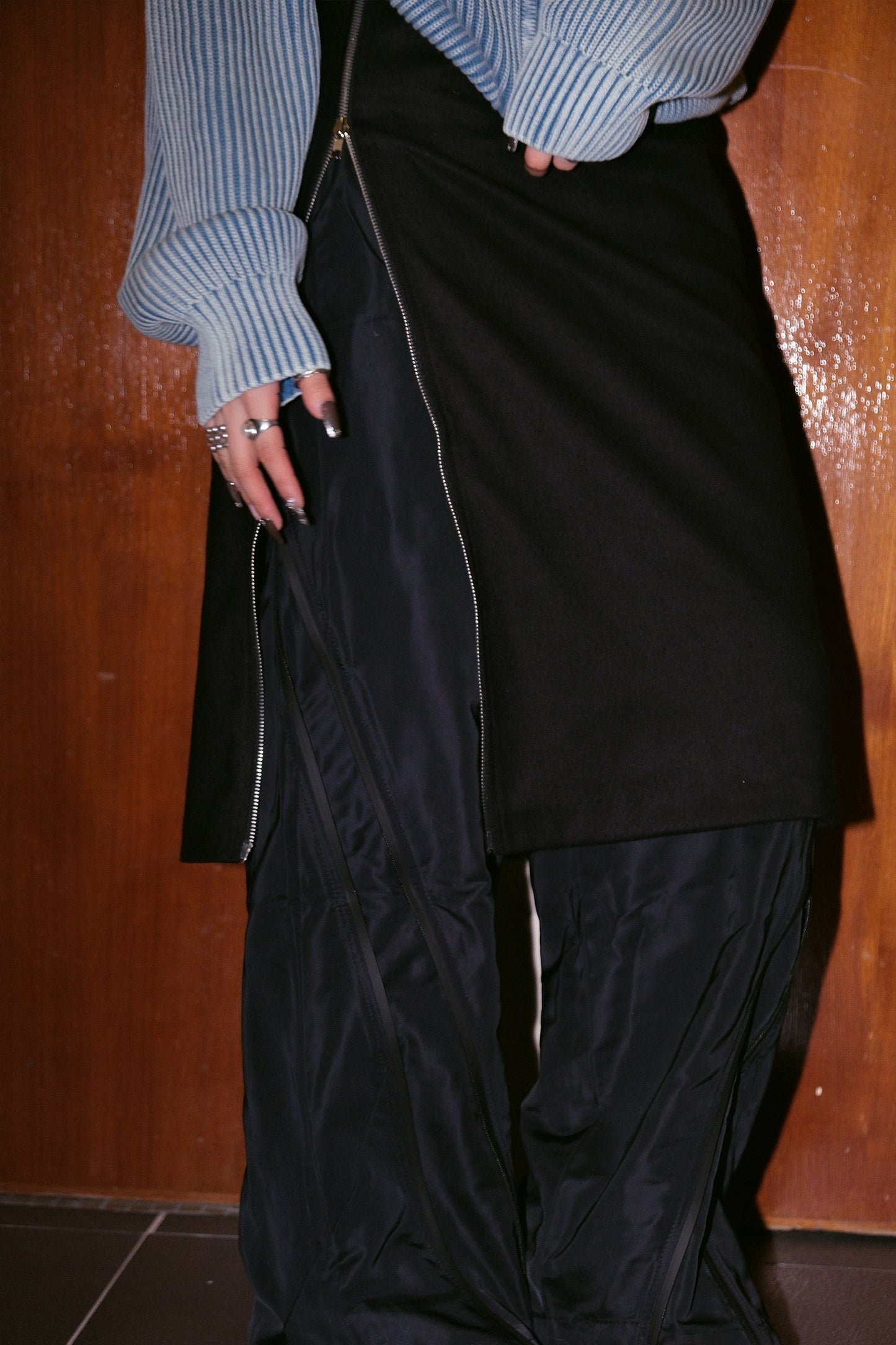 2way Belted Zipper Skirt
