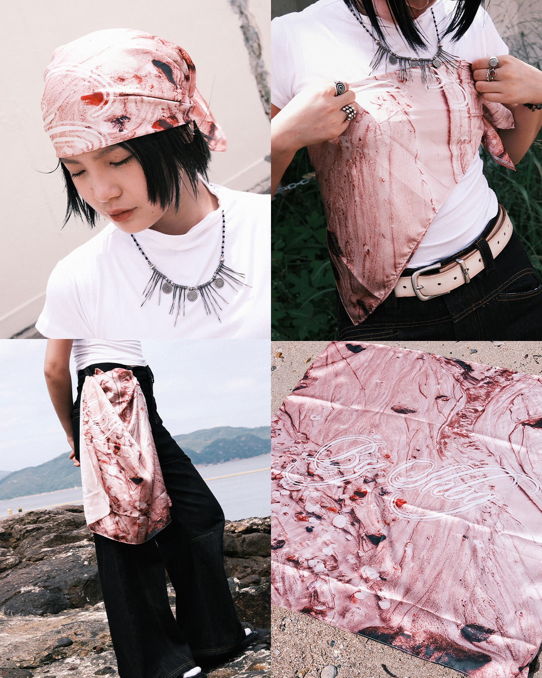 Seashell Printed Logo Scarf