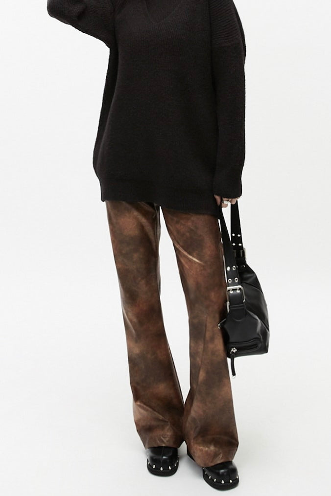 Pigment Dyed Leather Pants
