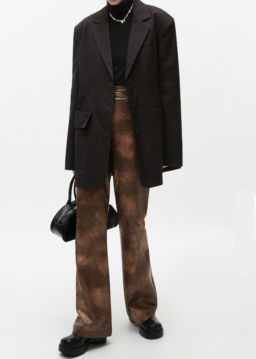 Pigment Dyed Leather Pants