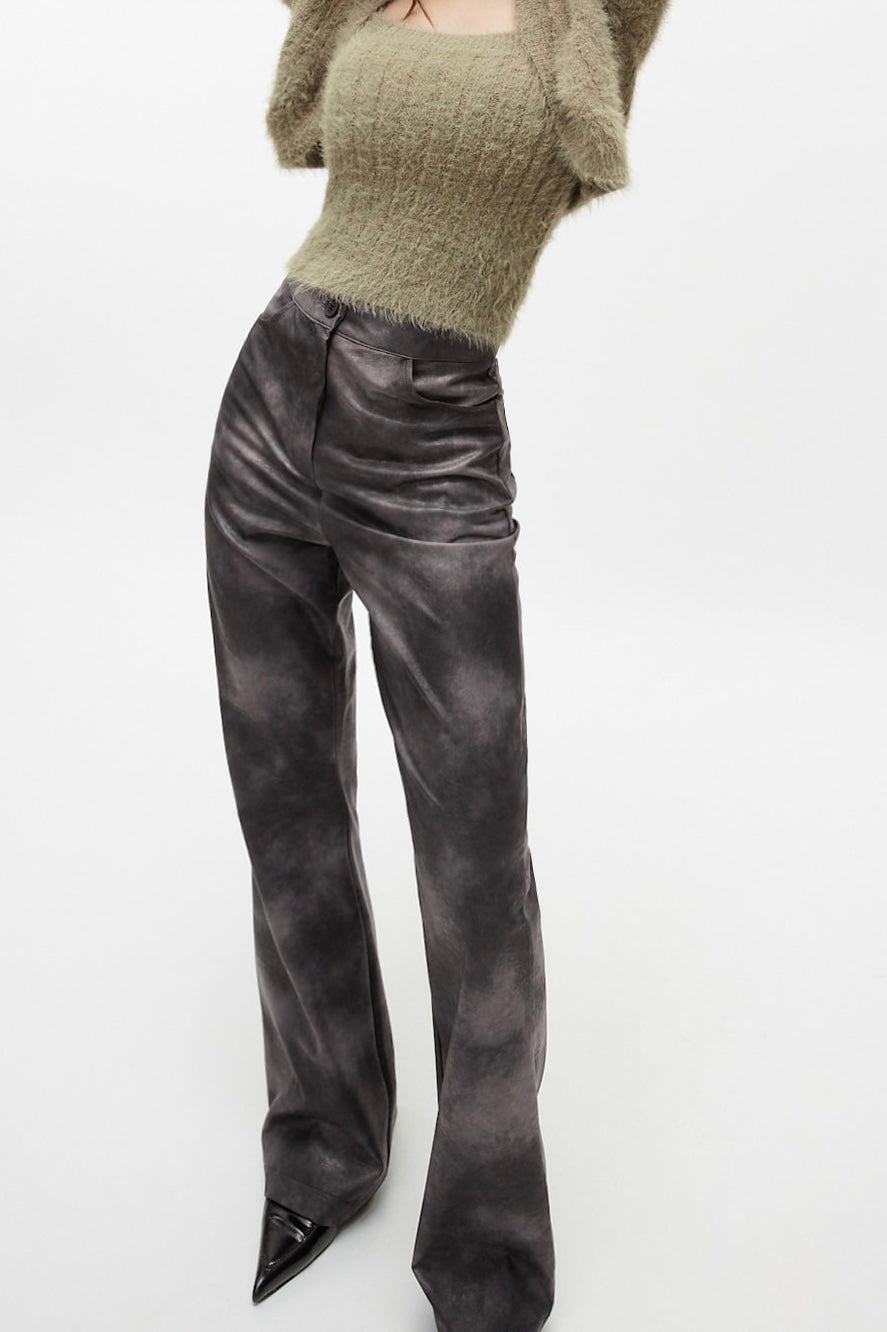 Pigment Dyed Leather Pants