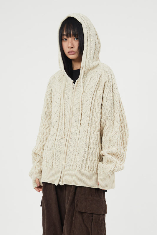 Warmer Cable Knit Zip-up