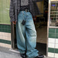 Kolora Lava Denim Larĝa Jeans 