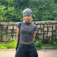 【BEST】Slim Shirring Top (charcoal)