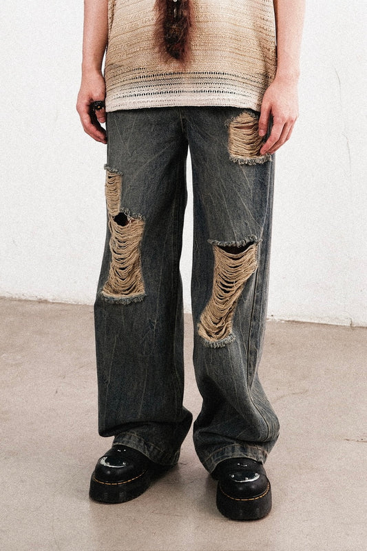 Sand Distressed Jeans