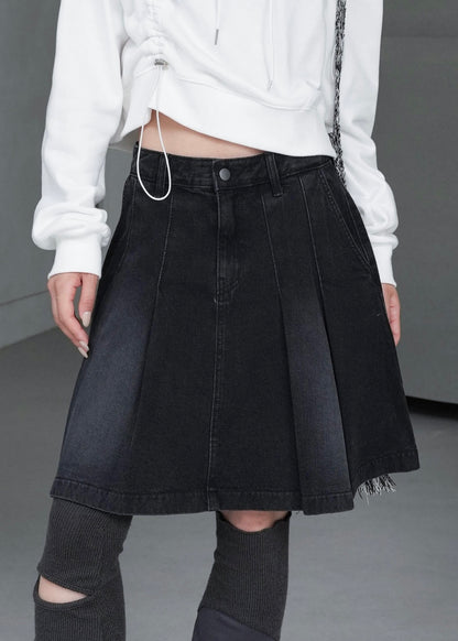 Olivia Pleats Denim Skirt