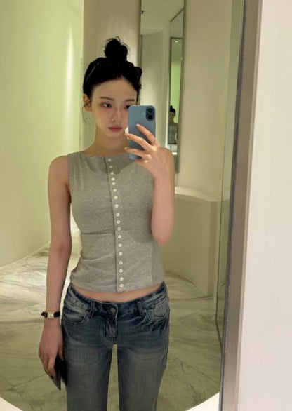 Kayla Button Sleeveless (grey)🌟celebritypick