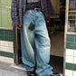 Kolora Lava Denim Larĝa Jeans 