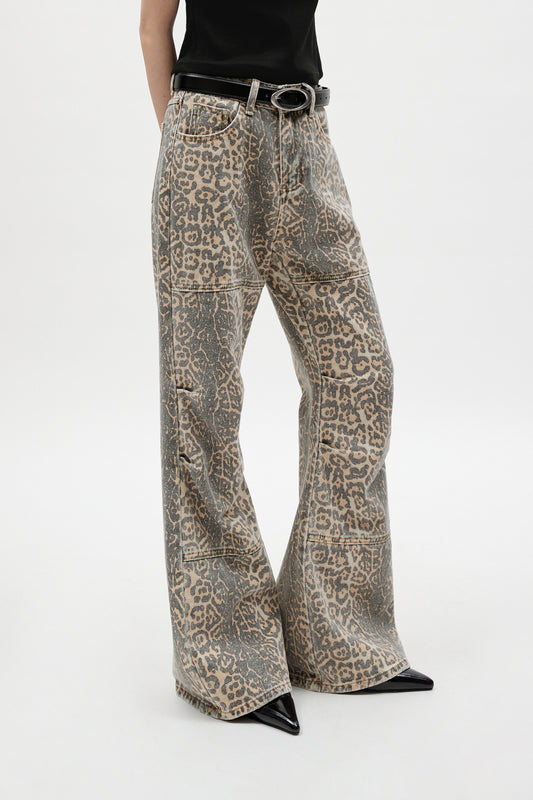 Leopard Washed Jeans