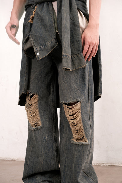 Sand Distressed Jeans