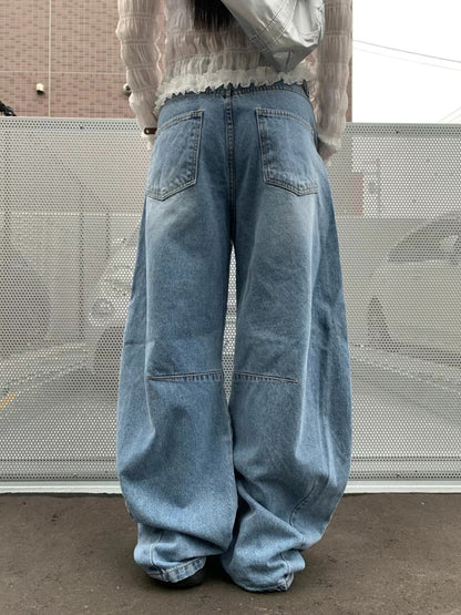 Washed Balloon Jeans (Blue)