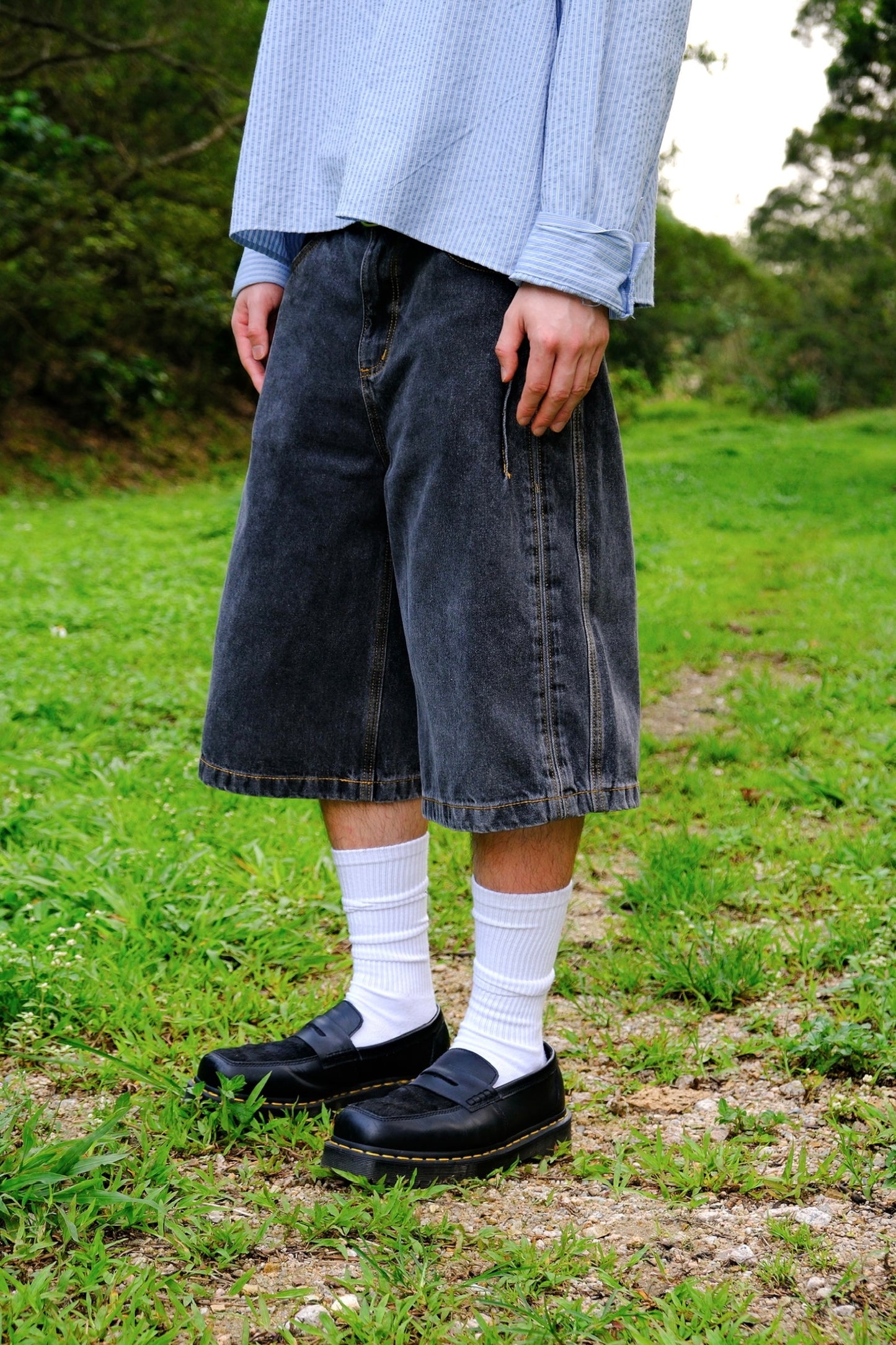 Multi-Seam Denim Shorts