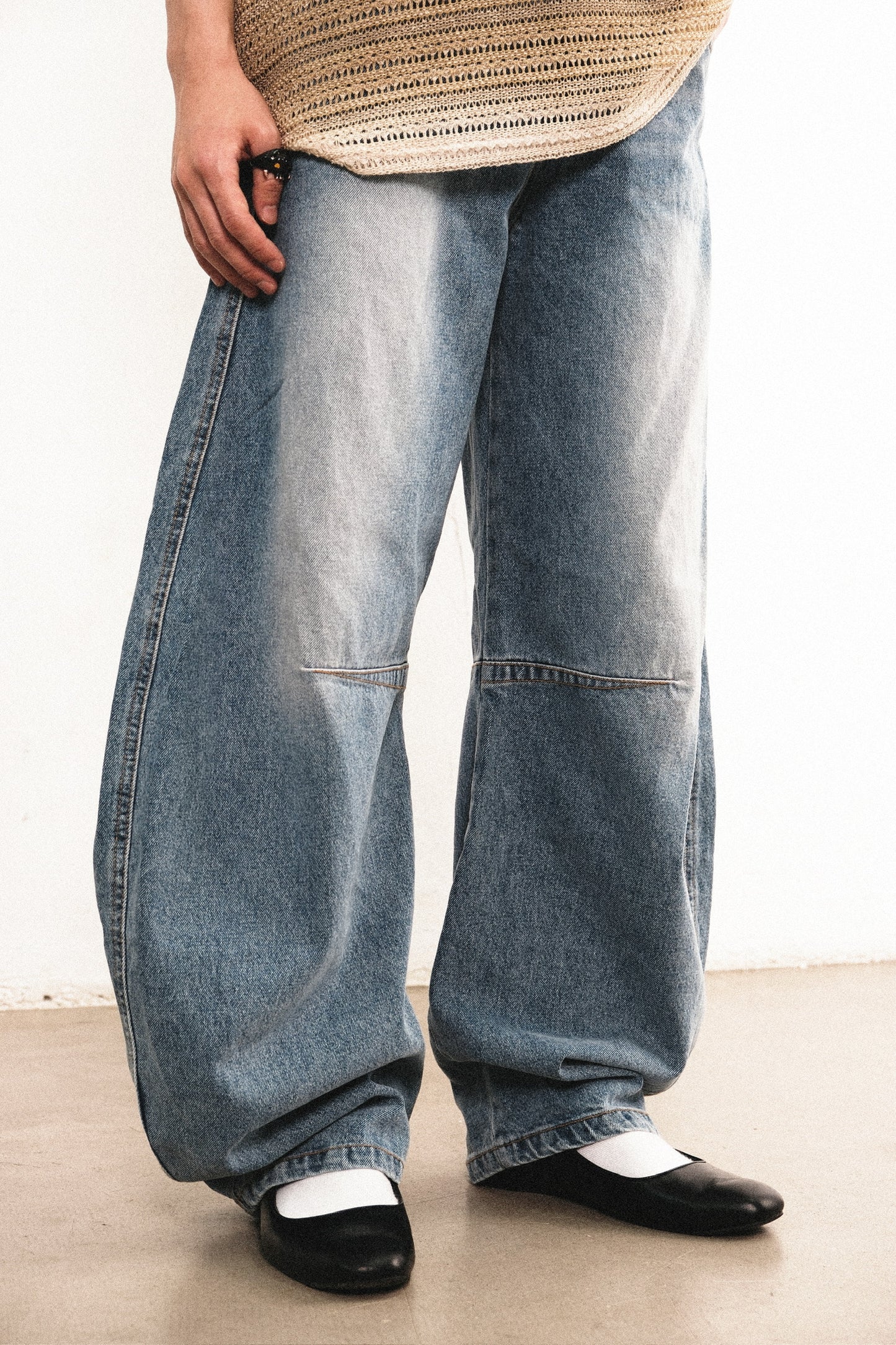 Washed Balloon Jeans (Blue)