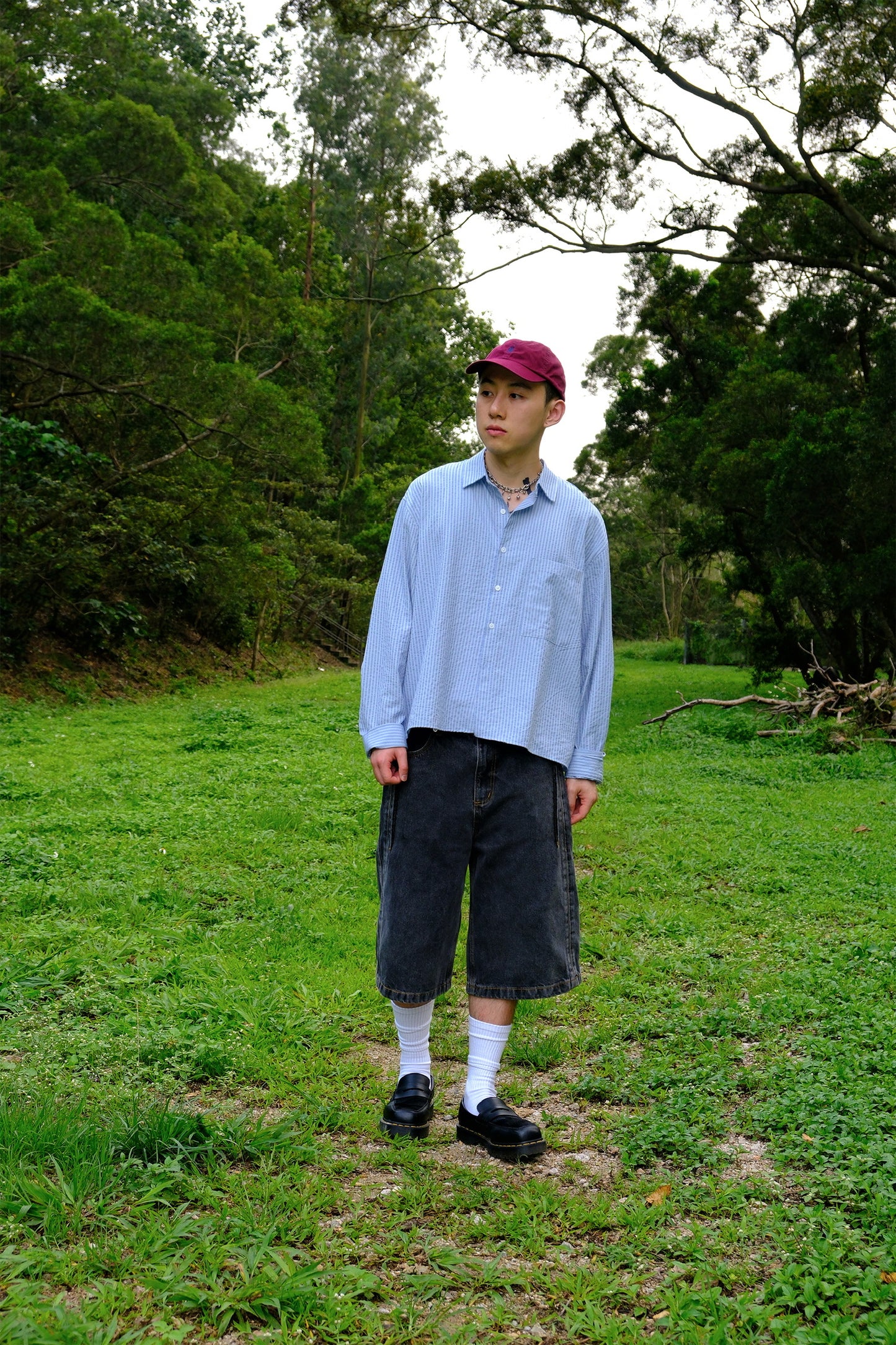 Multi-Seam Denim Shorts