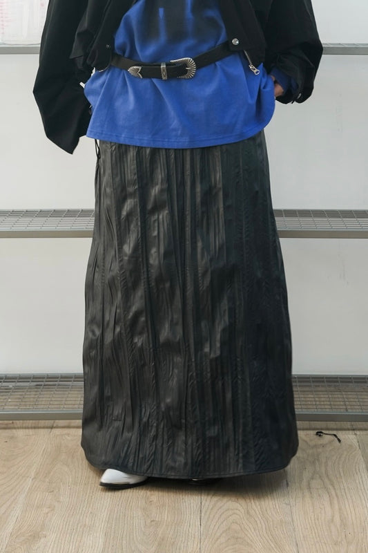 Pleated Leather Skirt